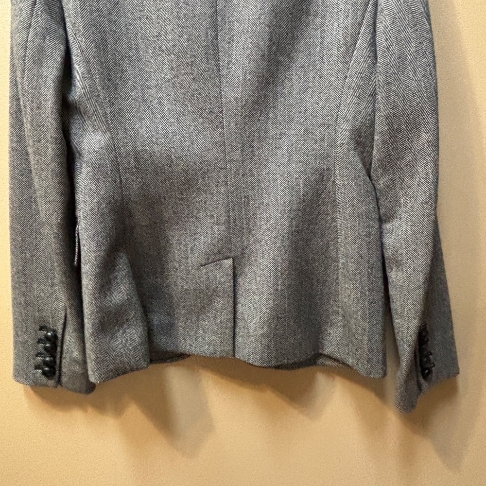 J.Crew Wool Herringbone Single Breasted Blazer Black/White Size 4 - Picture 6 of 7